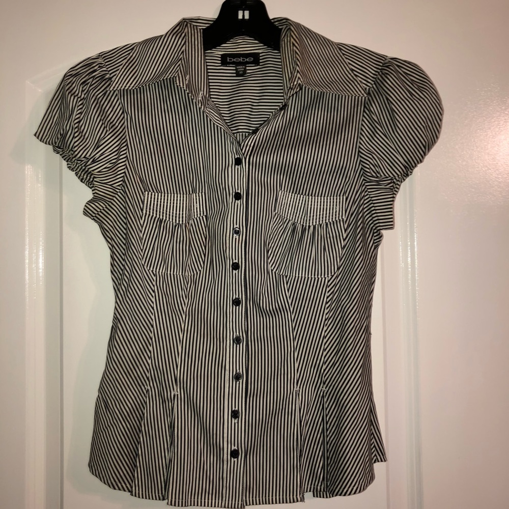 BEBE Puff Sleeve Button Top